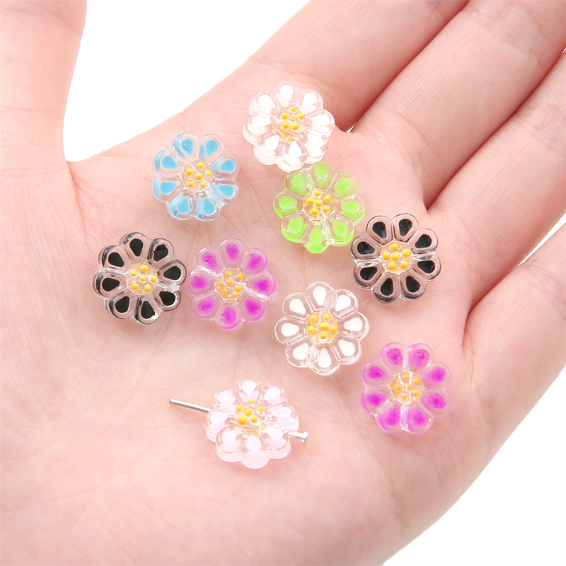 2 Pcs/Bag Handmade Lampwork Glass Beads Sun Flower Charms Longgar Spacer Beads Untuk Anting Gelang Kalung DIY Membuat Perhiasan Aksesoris