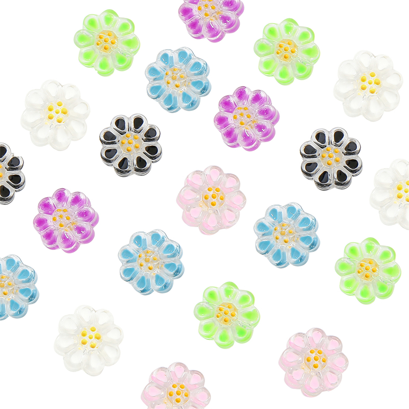 2 Pcs/Bag Handmade Lampwork Glass Beads Sun Flower Charms Longgar Spacer Beads Untuk Anting Gelang Kalung DIY Membuat Perhiasan Aksesoris