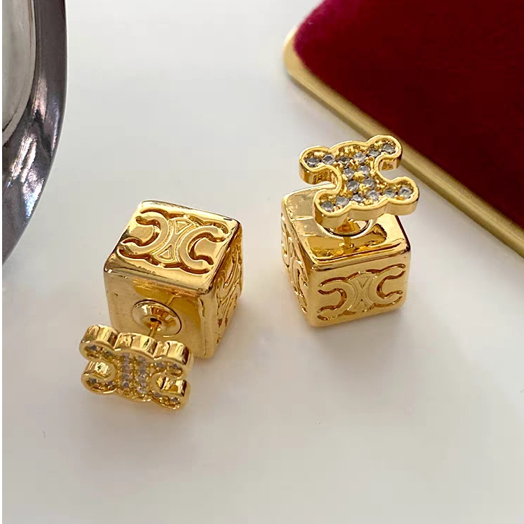 Arc De Triomphe Hollow Out French Vintage Square Light Mewah Anting Berkualitas Tinggi