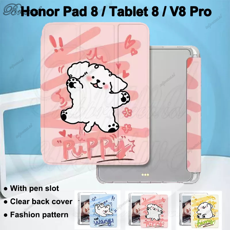 Untuk Honor Pad8 (2022) 12.0&quot; HEY-W09 Huawei Honor Pad V8 Pro (2022) 12.1&quot; Batang-W09 Fashion Dicat Pola Lucu Penutup Pelindung Tablet Anjing Flip Stand Casing Tembus Casing Belakang
