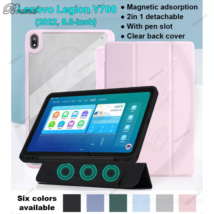 Untuk Lenovo Legion Y700 (2022) 8.8-inci High End Transparan Akrilik 2in1 Magnetik Adsorpsi Dilepas Berdiri Flip Tablet Pelindung Case