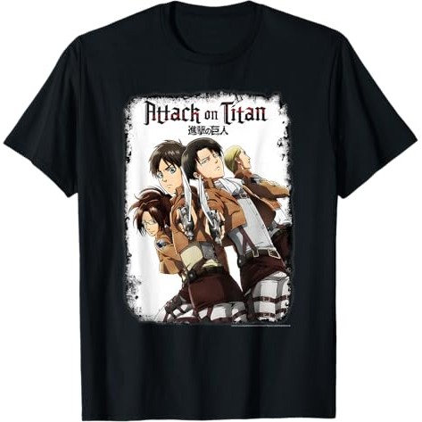Kaos Anime Attack on Titan dengan Pedang dan Logo Potret Grup