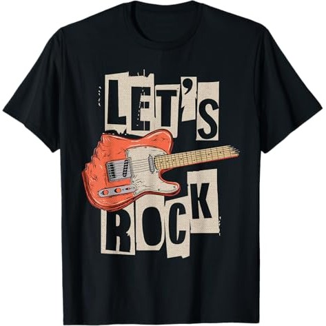 Kaos Gitaris Band Pecinta Musik Gitar Listrik Let's Rock Retro