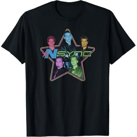 Kaos Logo Neon Retro NSYNC Leher kru katun murni unisex