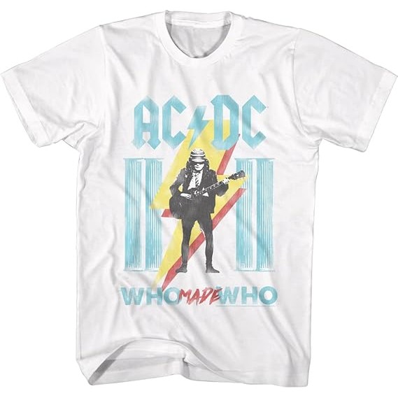 Kaos Lengan Pendek Dewasa Gaya Vintage ACDC Band Rock Who Made Who Kaos Grafis