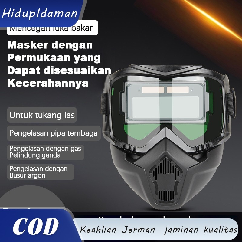 Helm Las gelap Pelindung wajah bisa dilepas dimming true color topeng las listrik full wajah