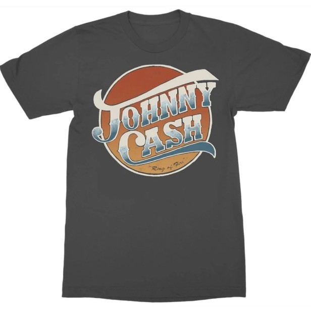 Kaos Logo Lingkaran JOHNNY CASH Leher kru katun murni unisex