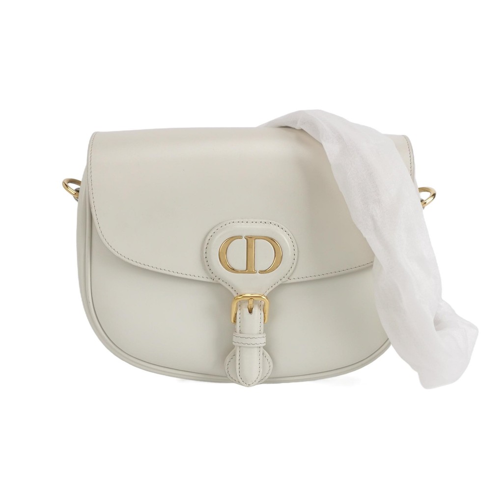 Dior Bobby Medium Kulit Sapi Polos Warna Solid dengan Logo CD dan Kunci Magnetik Tas Selempang