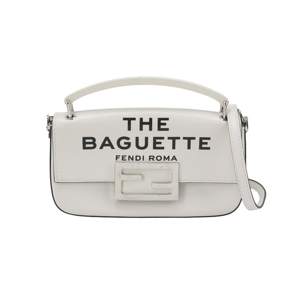 Fendi Baguette Mini Kulit Sapi Polos Warna Solid Logo Huruf Double F dengan Kunci Ganda Tas Selempan