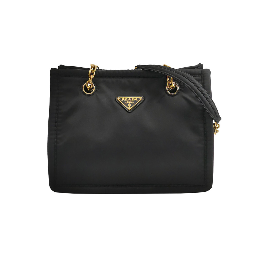 Prada Tas bahu segitiga logo warna polos dari nilon
