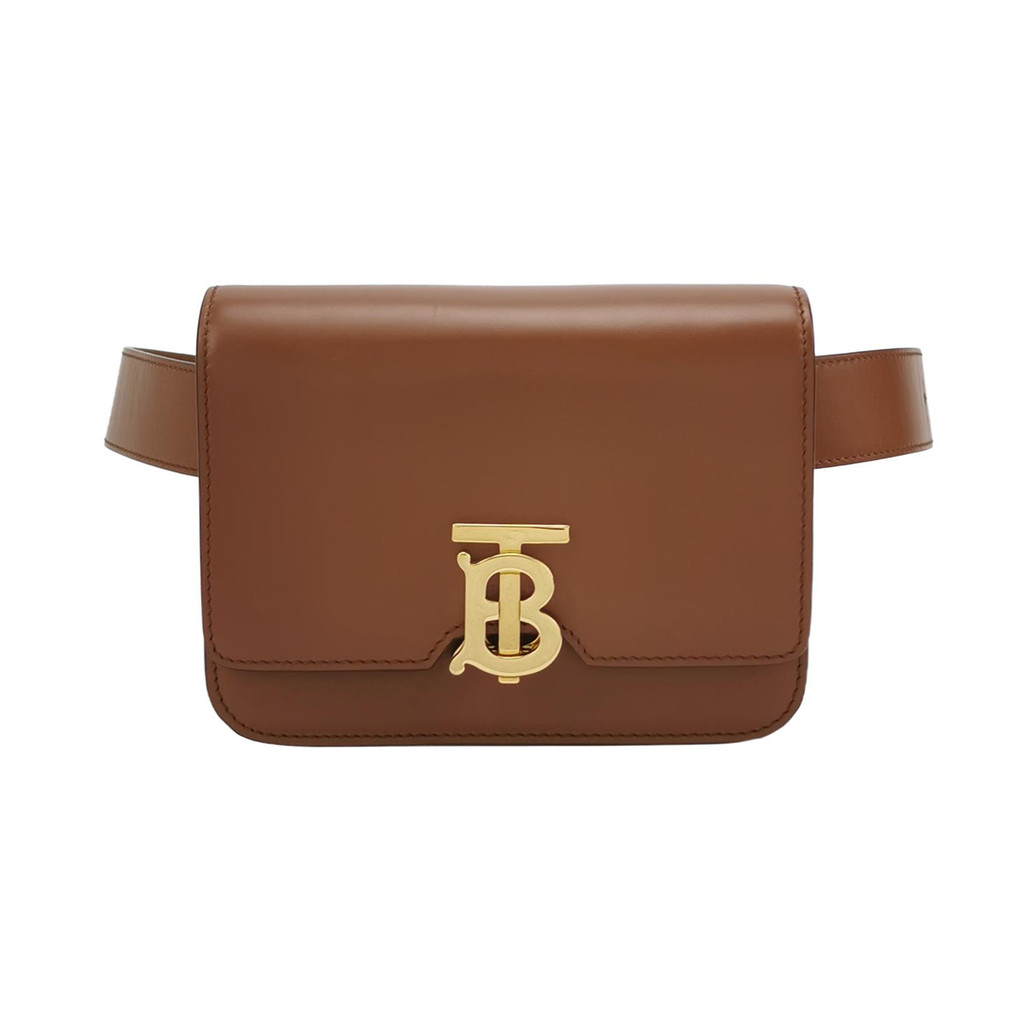 Burberry TB Mini Kulit Sapi Polos TB Logo Tas Pinggang/Tas Dada