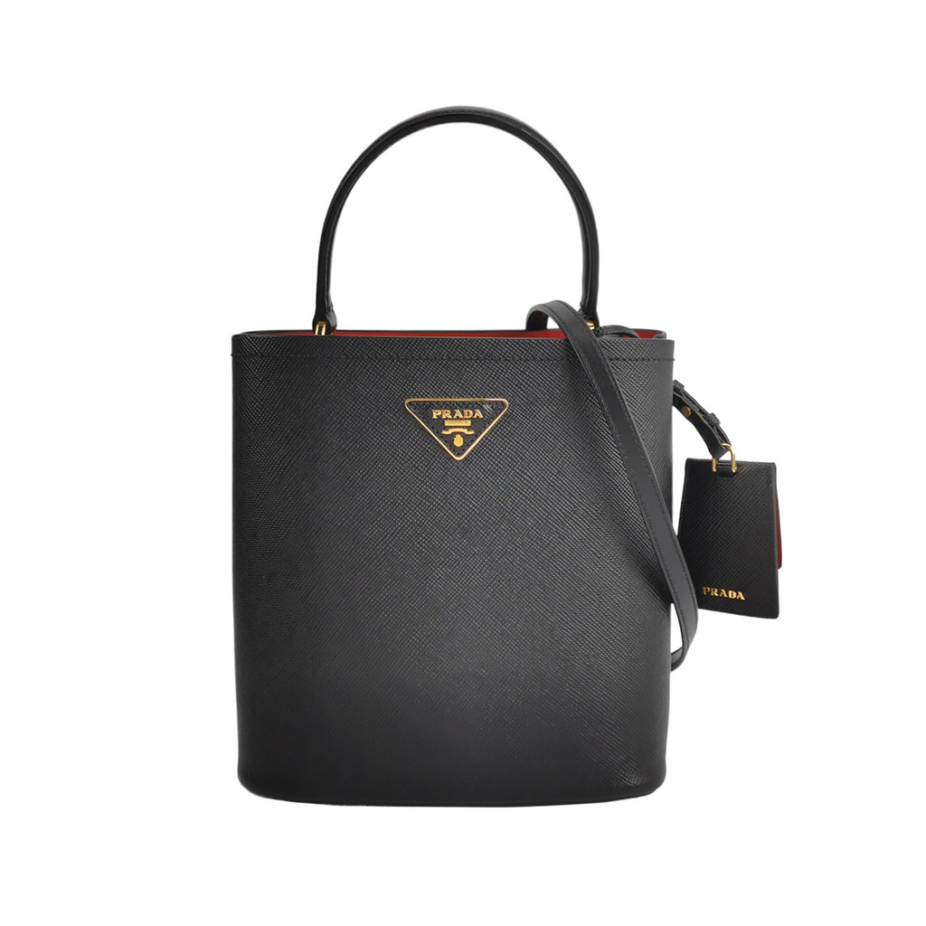 Prada Tas Selempang Segitiga Logo Kulit Sapi Polos Panier Medium