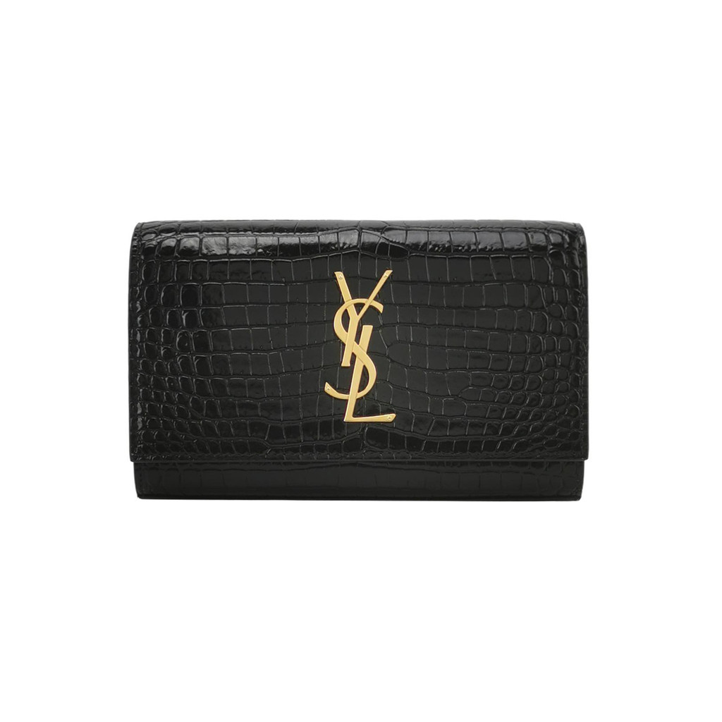 Saint Laurent Tas Kate - Kulit Sapi Polos dengan Motif Buaya dan Logo YSL Tas Pinggang/Tas Dada