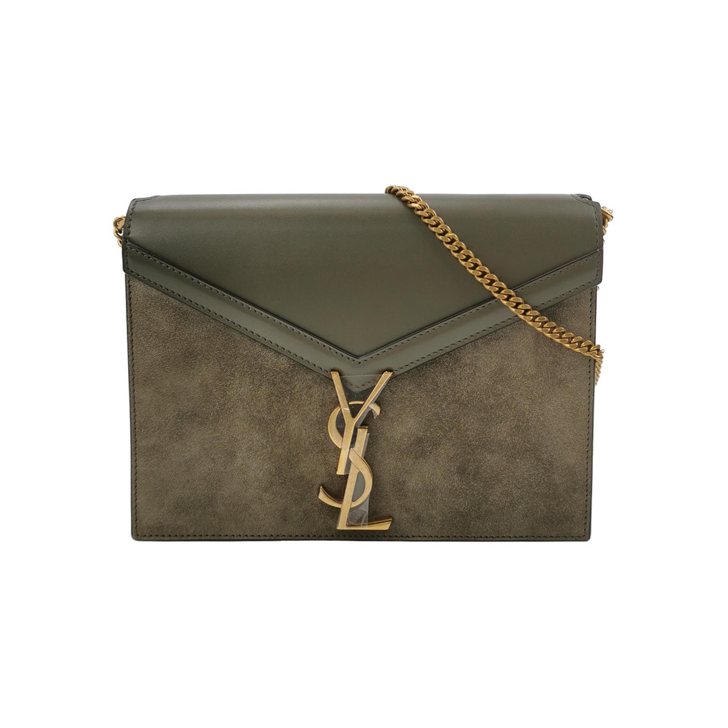 Saint Laurent Cassandra Kulit Sapi Suede dengan Logo YSL Envelope Clutch Tas Selempang