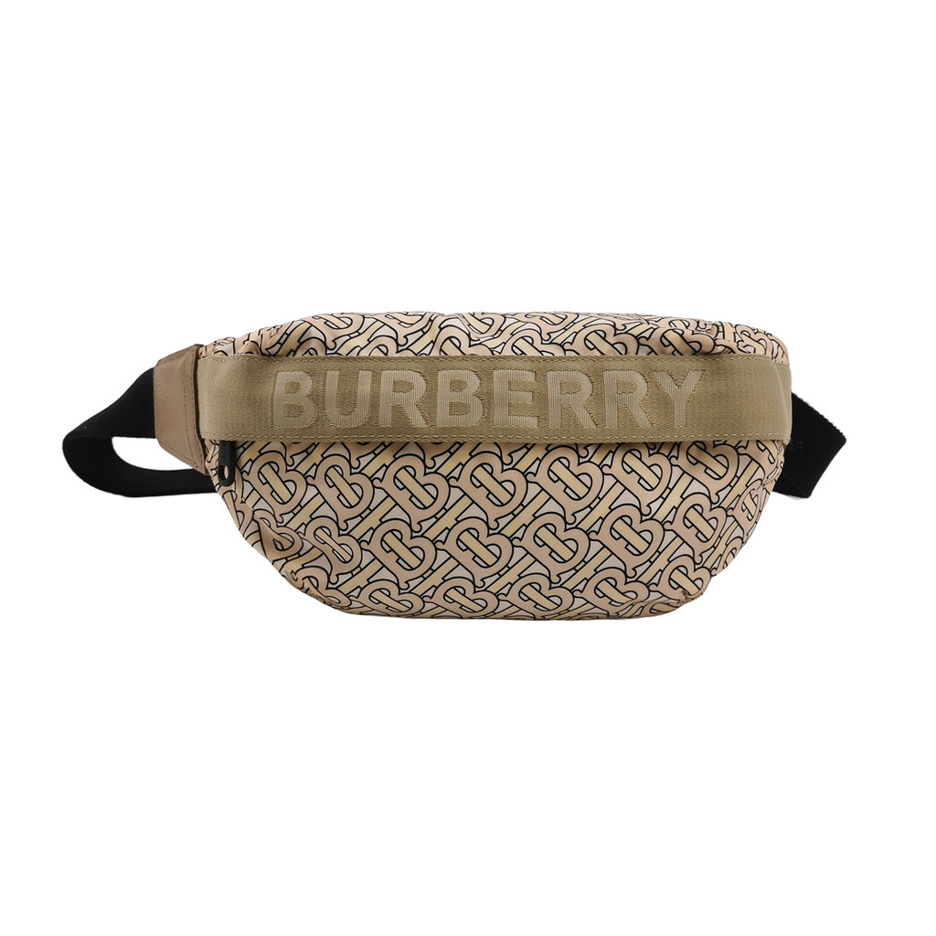 Burberry Tas Pinggang/Dada TB Kulit Sapi Muda Nylon Kanvas dengan Logo Huruf TB dan Emblem TB