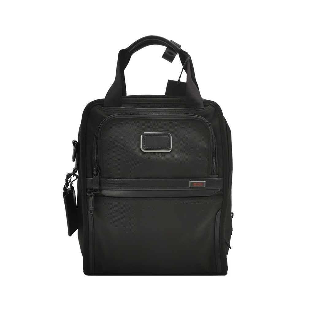 Tumi Tas Pinggang/Dada Alpha 3 Kulit Sapi Full-Grain & Kanvas Nylon Warna Solid dengan Logo Huruf