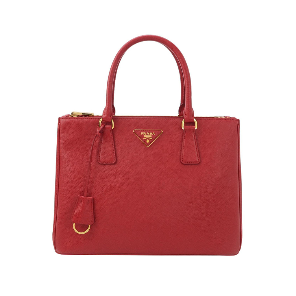 Prada Galleria Killer Bag Besar Kulit Sapi Polos dengan Logo Segitiga Tas Tangan