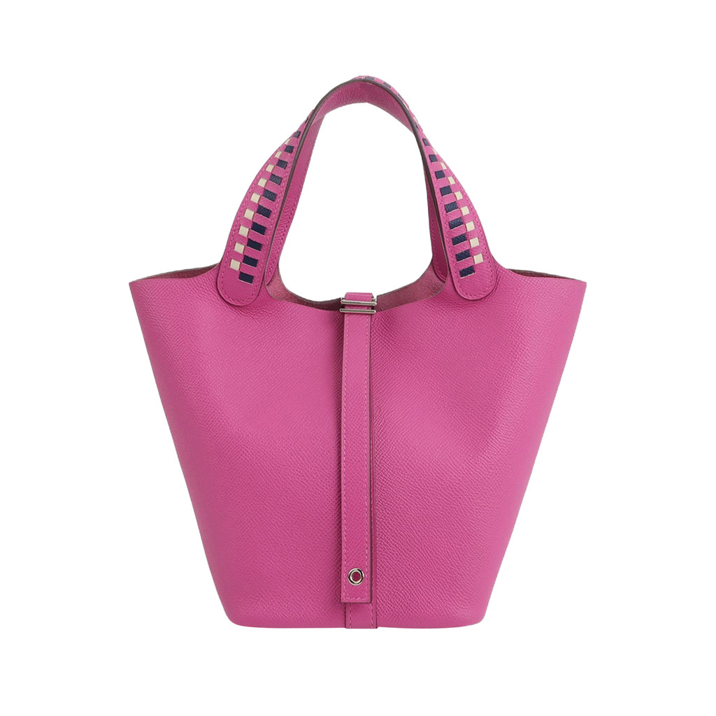 Herm*s Tas Keranjang Picotin 18 Kulit Sapi Anyaman Tali Tote