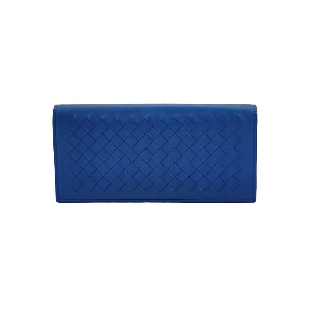 Bottega Veneta Dompet Kulit Domba Warna Solid Intrecciato Anyaman