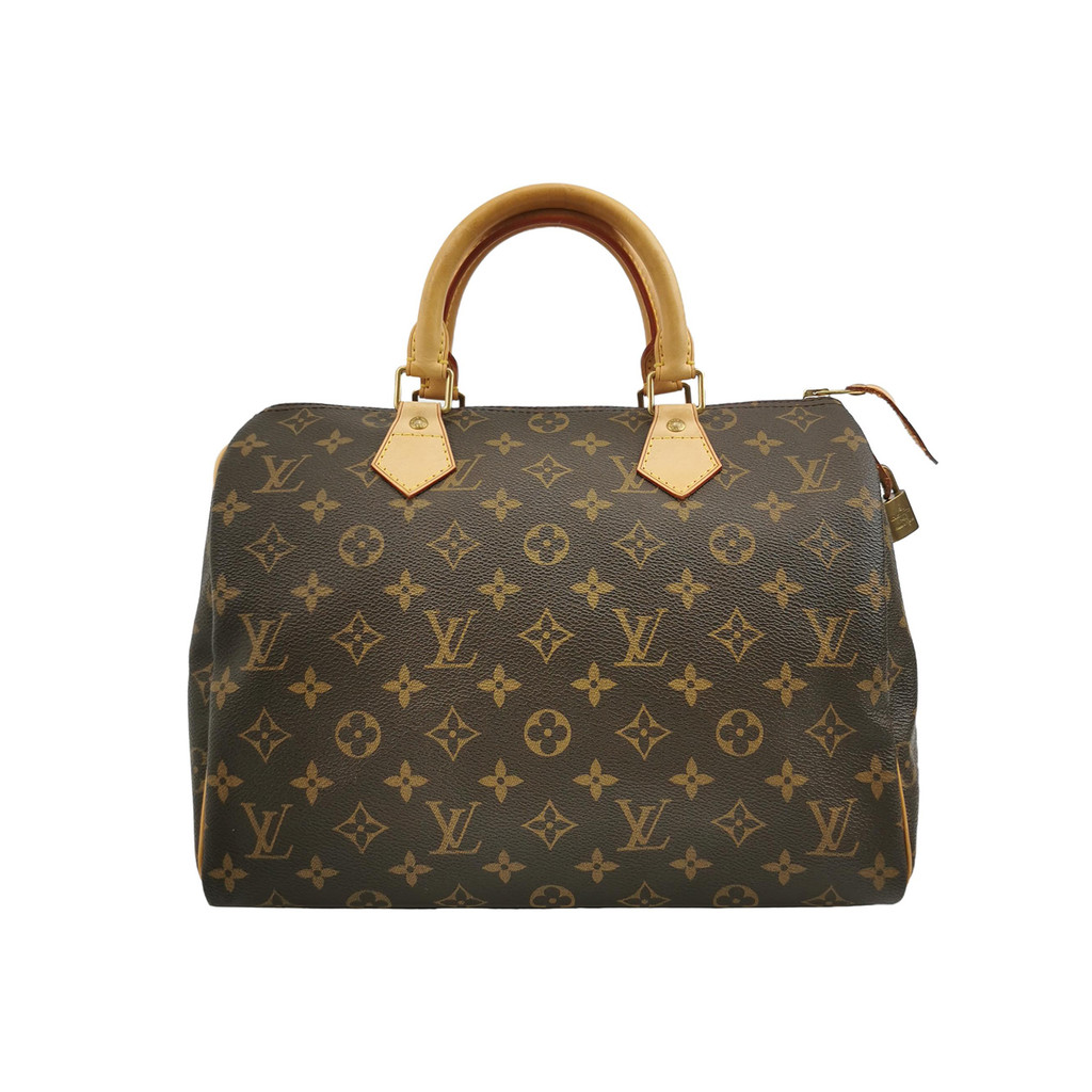 Louis Vuitton (LV) Speedy 30 Tas Boston Kulit Sapi yang Dikeraskan dengan Cetakan Monogram