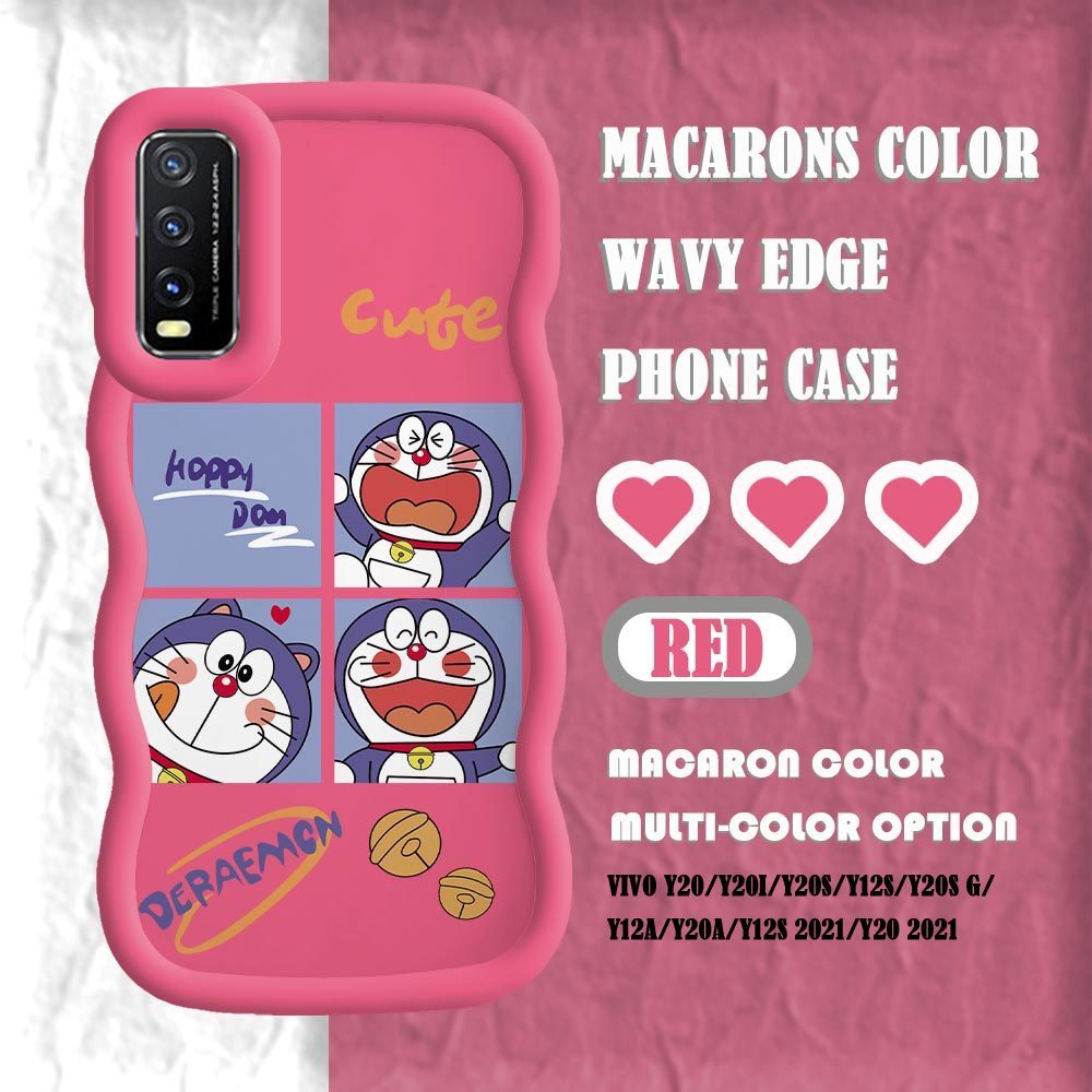 Untuk Vivo Y20 Y20S Y20t Y20i Y20a Y20g Y12a Y12S 2021 Cartoon Doraemon Phone Case Macaron Color Sof