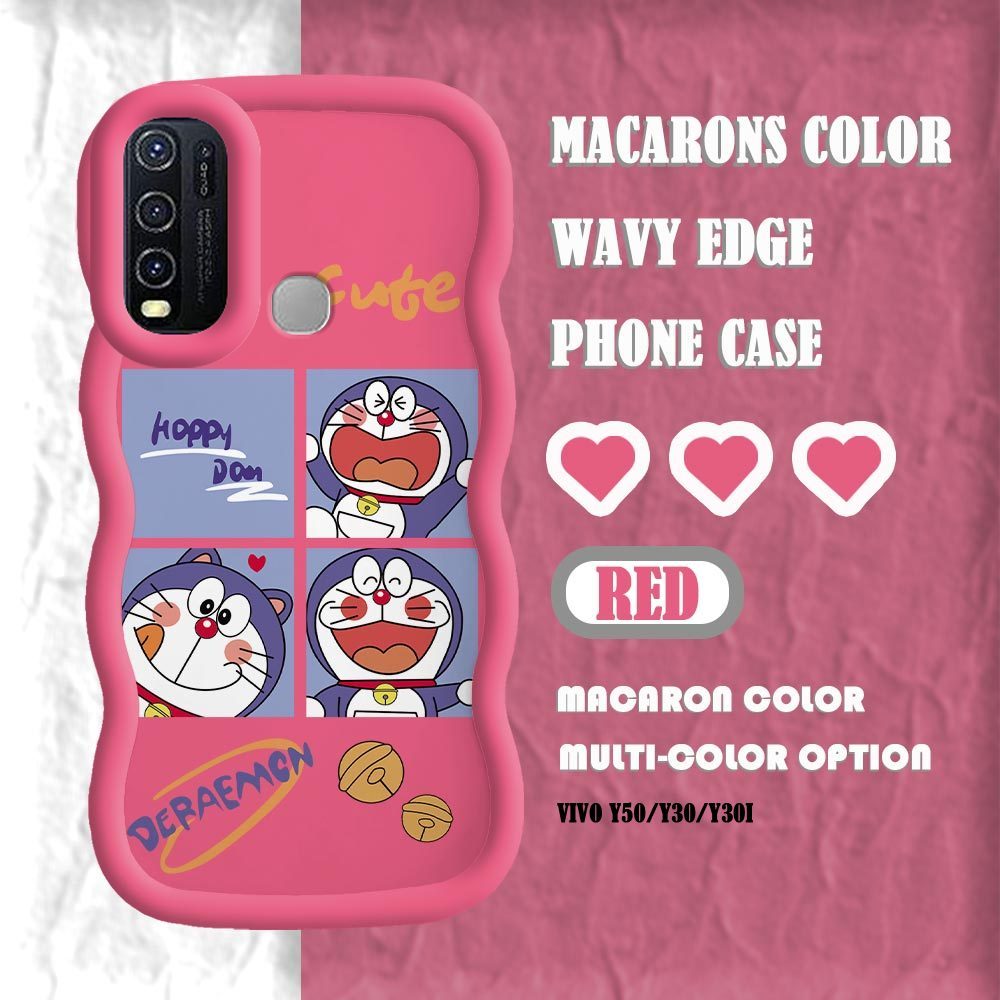 Untuk Vivo Y51 2020 Y51A Y31 2021 Y50 Y30 Y30i Cartoon Doraemon Phone Case Macaron Color Soft Silico