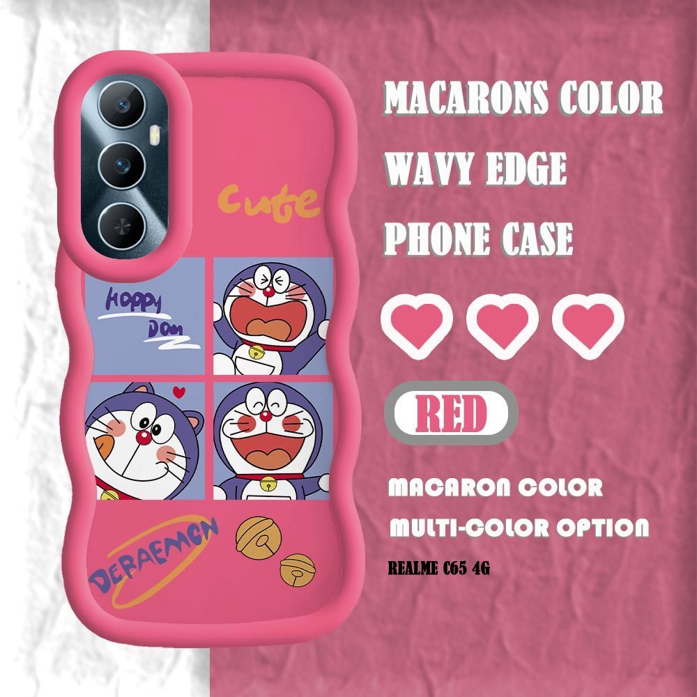 Untuk Realme C65 C53 C51 C21 C21Y C25Y Cartoon Doraemon Phone Case Macaron Color Soft Silicone Casin
