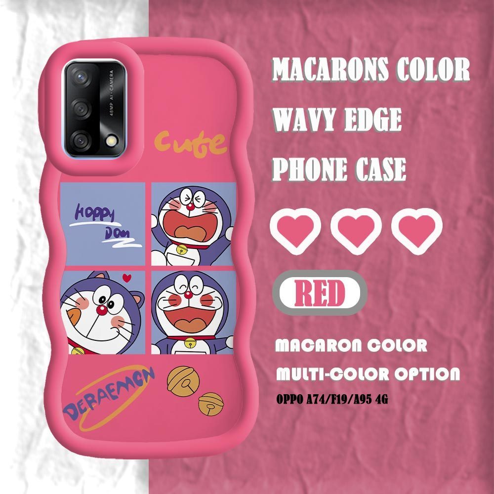 Untuk OPPO A74 A95 A54 A55 A16 Cartoon Doraemon Phone Case Macaron Color Soft Silicone Casing