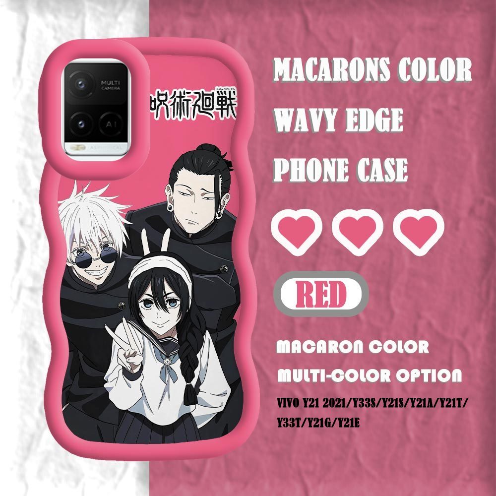 Untuk Vivo Y21 Y21S Y21t Y21a Y21g Y21e Y33S Y33T T1X 4G Anime (Jujutsu Kaisen) Phone Case Macaron C