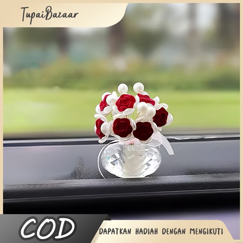 Ornamen Parfum Aromaterapi Mawar Kristal Aksesoris Bunga Mobil Lucu Unik Parfum Mewah Tahan