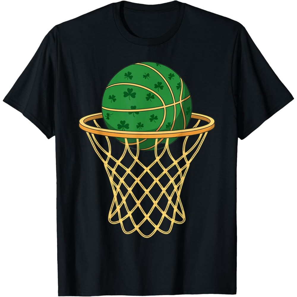 St Patrick's Basketball Green Shamrock Basketball T-Shirt