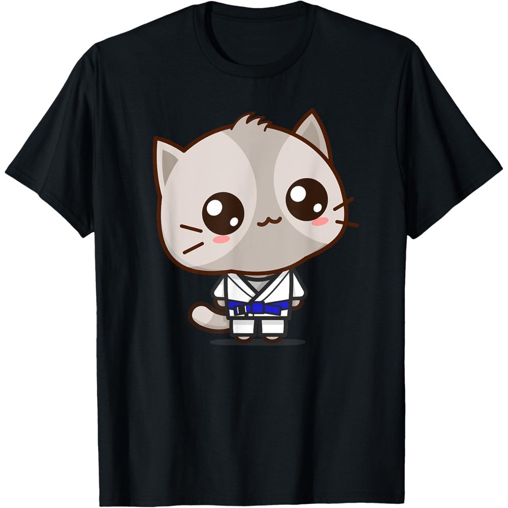 BJJ Brazilian jiu jitsu blue belt kawaii cat T-Shirt