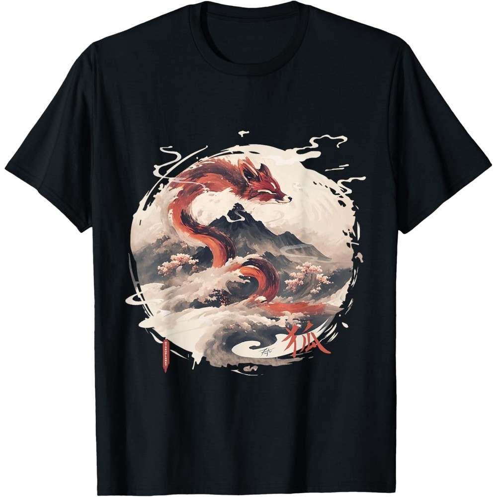 Japanese Kitsune graphic aesthetic in Harajuku Tokyo stylish T-Shirt