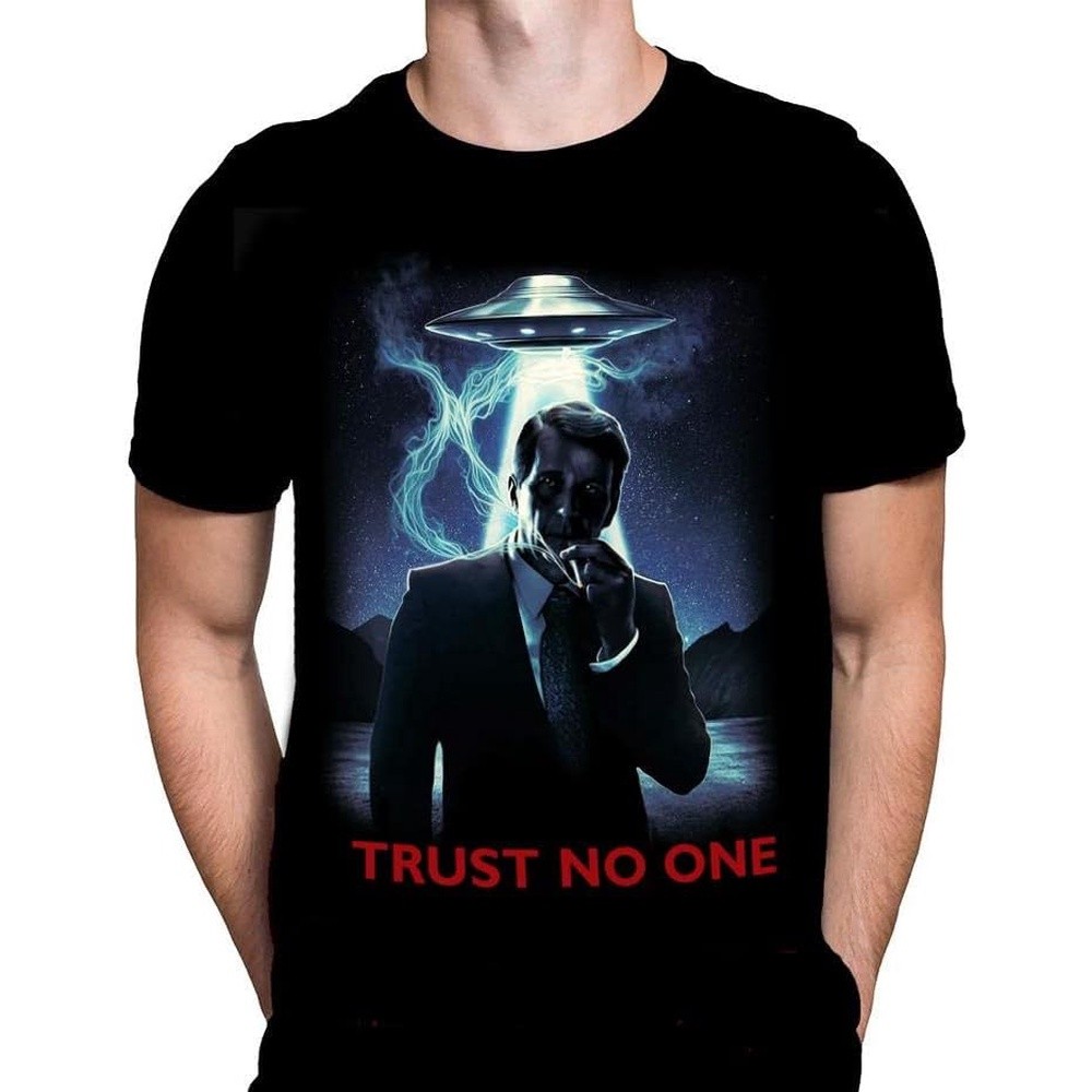 Trust No One X Files Mens Black T Shirt Gothic Horror Halloween Sci-Fi Fashion Movie Poster Tshirt
