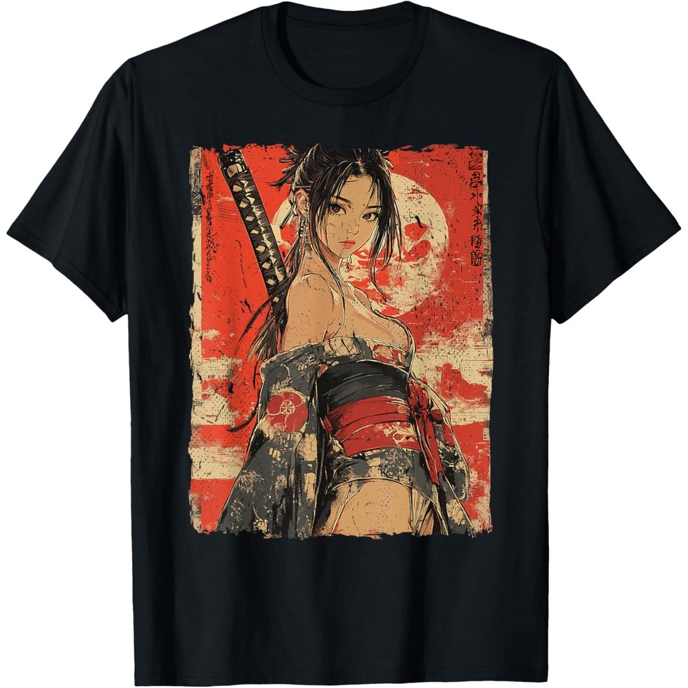 Samurai Warrior Waifu Girl Japanese Ukiyo-e Manga Samurai T-Shirt