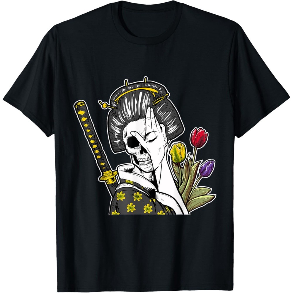 Japanese Skeleton Samurai Geisha T-Shirt