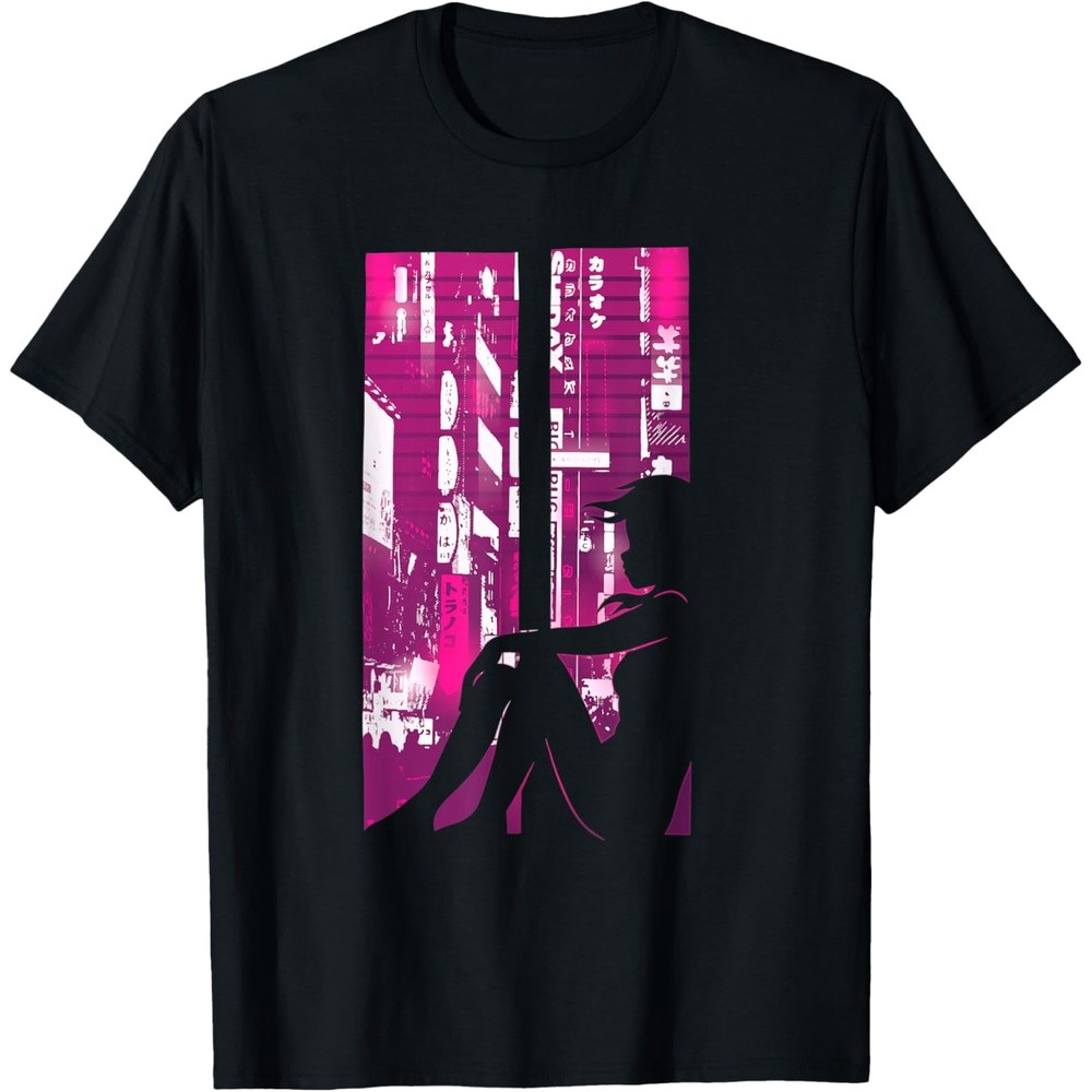 Anime Vaporwave Aesthetic Synthwave Japanese Girl City T-Shirt