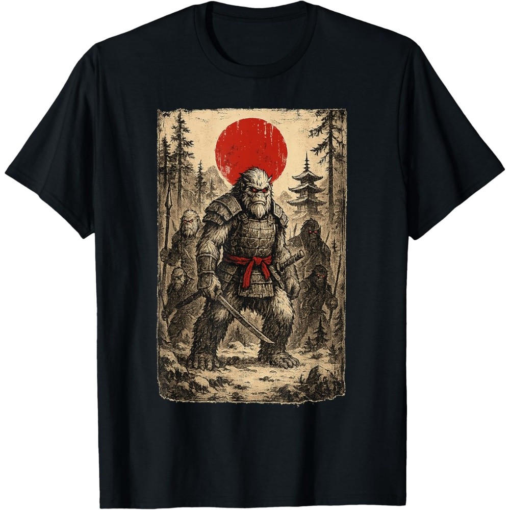Samurai Bigfoot; Japanese Vintage Ukiyo-e Art T-Shirt