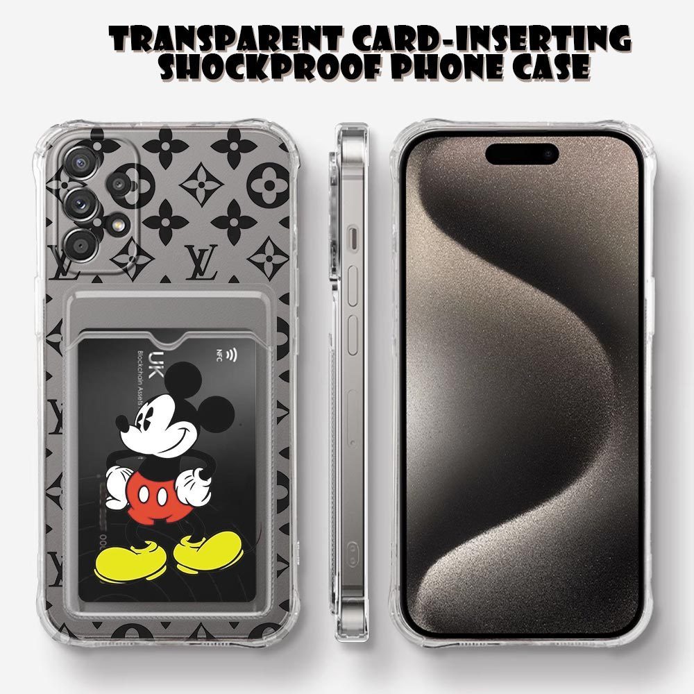 Untuk Samsung Galaxy A52 A52S A32 A12 5G Cartoon Mickey Transparent Card Slot Holder Phone Case Soft