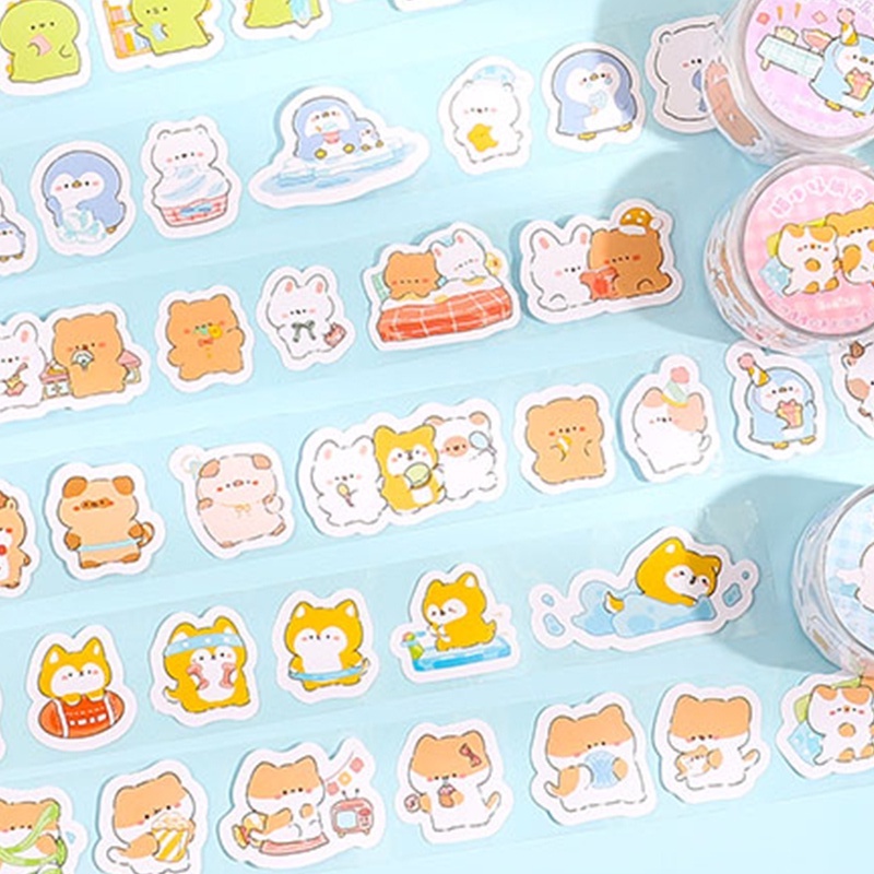 3meter Lucu Kartun Pets Series Tape Stiker Siswa Scrapbook Deco DIY Decals Tape