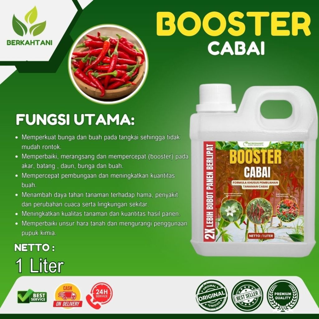 BOOSTER CABAI 1 LITER - Pupuk Cair plus ZPT untuk Stimulan Pembungaan & Pembuahan Tanaman Cabai 1 Li