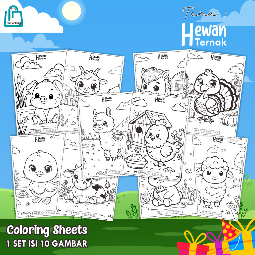 

KERTAS MEWARNAI ANAK A5 MURAH – 1 PACK ISI 10 LEMBAR – COLORING SHEETS KARTUN EDUKATIF HEWAN TERNAK