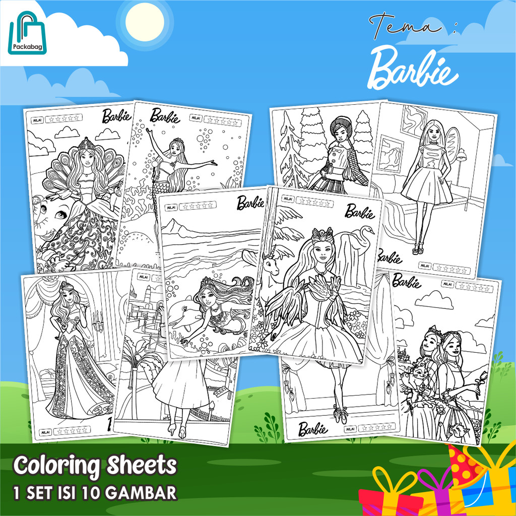 

KERTAS MEWARNAI ANAK A5 MURAH – 1 PACK ISI 10 LEMBAR – COLORING SHEETS KARTUN EDUKATIF BARBIE