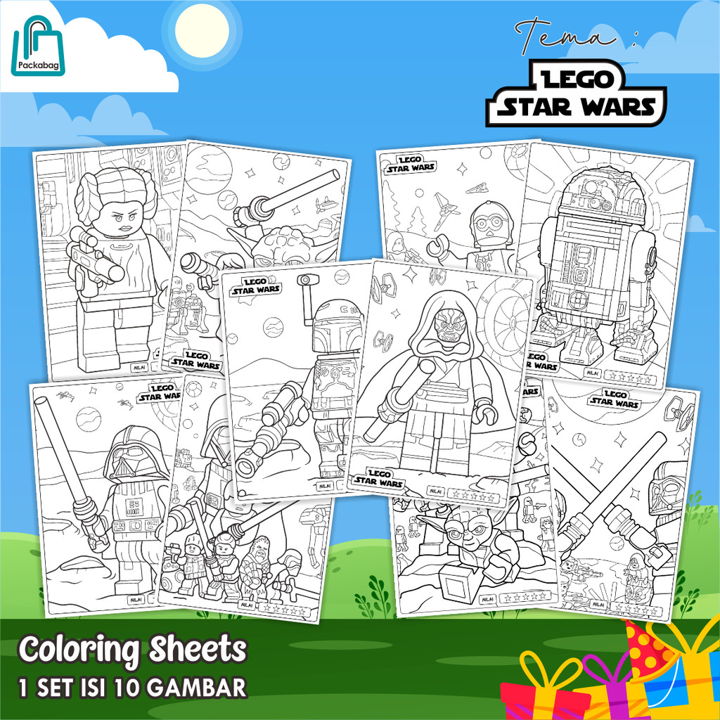 

KERTAS MEWARNAI ANAK UKURAN A4 – 1 PACK ISI 10 LEMBAR – COLORING SHEETS KARTUN EDUKATIF LEGO STAR WARS