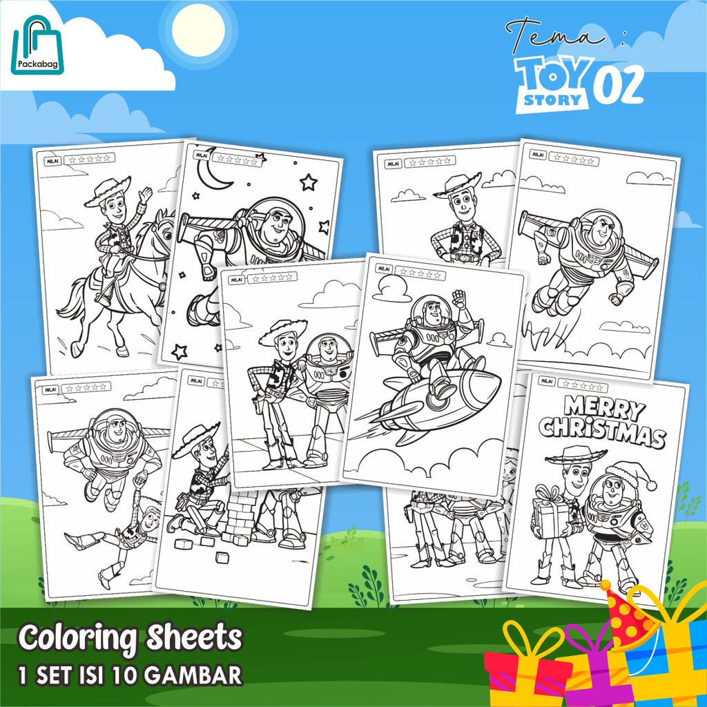 

KERTAS MEWARNAI ANAK UKURAN A4 – 1 PACK ISI 10 LEMBAR – COLORING SHEETS KARTUN EDUKATIF TOY STORY 02