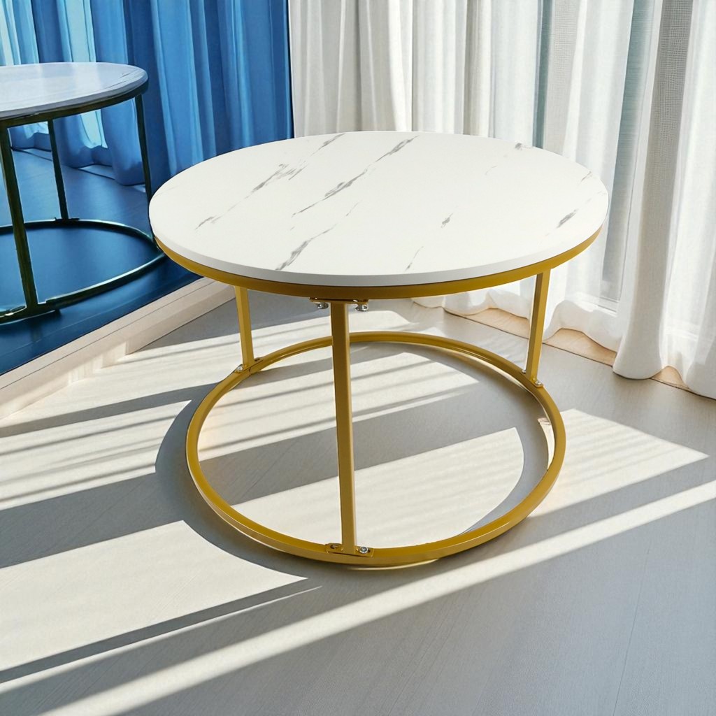 Geja Meja Samping Bulat Minimalis Marmer