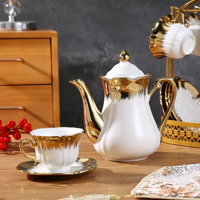 SELEAD Set Teko Cangkir Keramik Elegan: 1 Teko & 6 Cangkir