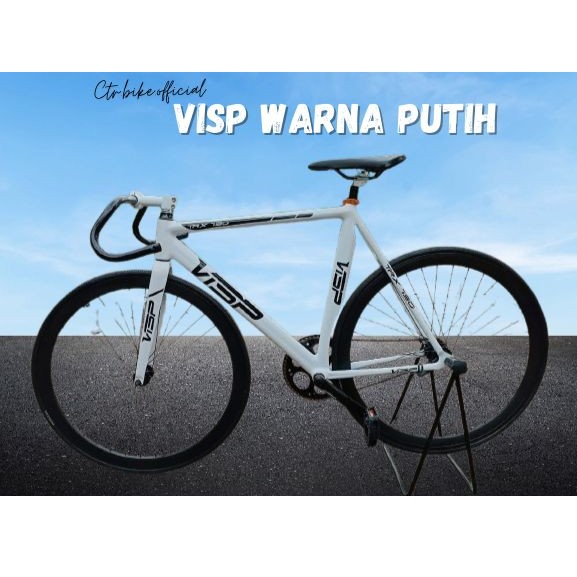FULLBIKE SEPEDA FIXIE VISP WARNA PUTIH REQUEST SIAP PAKAI