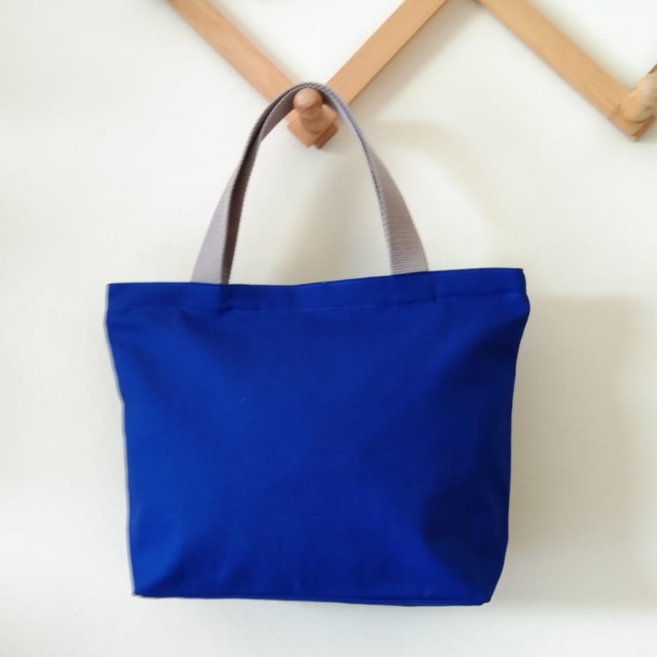 HANDBAG TAS JINJING KANVAS POLOS WARNA BIRU TAS WANITA KANVAS TAS JUMBO RIENS COLLECTIONS