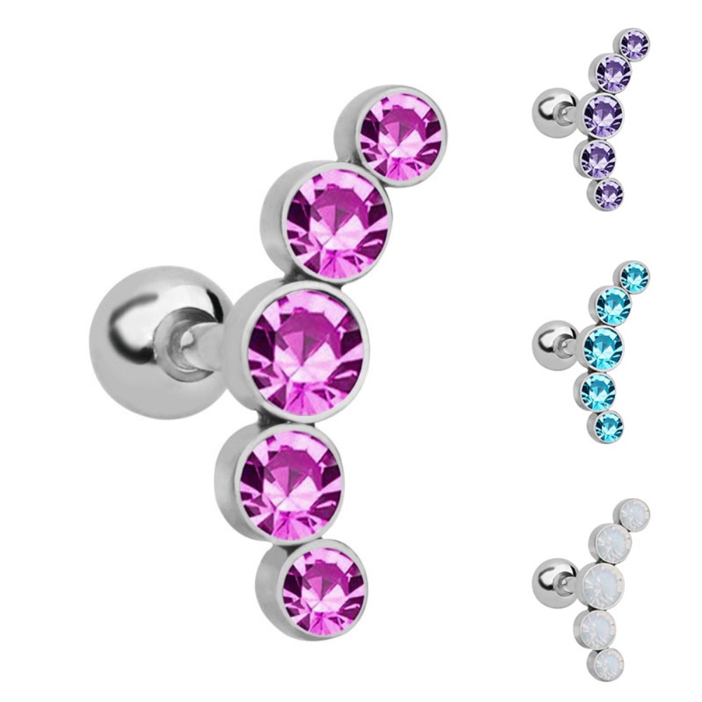 1 Pc Anting Stud Piercing Tulang Rawan Helix Tragus Aksen Berlian Imitasi Untuk Wanita